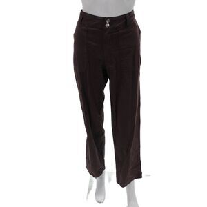 Agnes B Women Chino Pants Brown Cotton Button Size 38